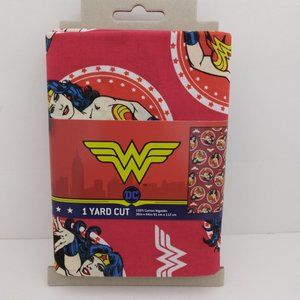 Wonder Woman Circles Logo DC Comics Red Cotton Fabric 1‎ Yard 36"x 44" Sew Quilt